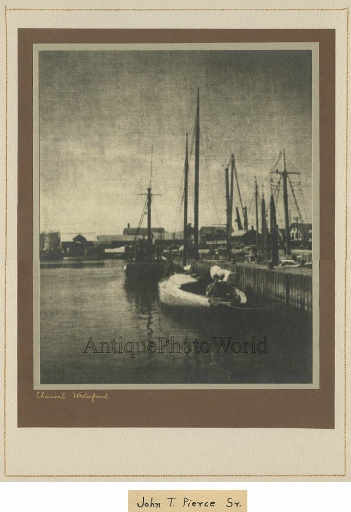 Waterfront sail boats Portsmouth RI vintage art photo by John T. Pierce Sr.