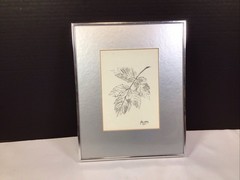 Framed Silver Autumn Leaf Design Art 10.5 x 8.5 Inch Heavy Custom Frame