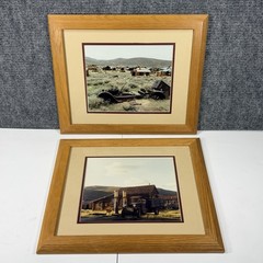 Pair Takao Wakida Framed Bodie CA Ghost Town Photographs Western Art 16×13