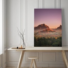 Bell Rock Sunrise, Sedona Arizona Landscape Photo, Bell Rock Trail Fog, Wall Art