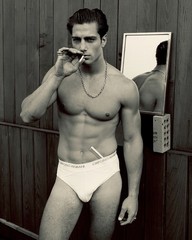 Michael Bergin , Black and White Portrait NYC Roof / Signed , Toned 9×12