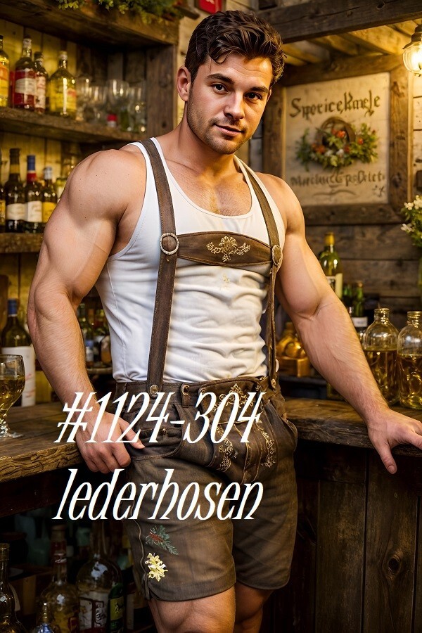 MALE PORTRAIT #1124-304 -men in art series -lederhosen men -free shipping in usa