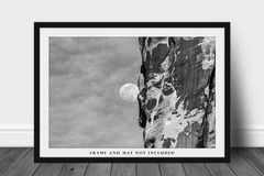 Moon Photography Print: Utah Sandstone Cliff Arches National Park Black & White