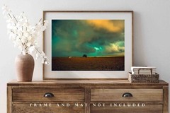 Thunderstorm Over Field Stormy Oklahoma Nostalgic Farm Country Photography Print