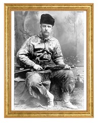 Theodore Roosevelt Photograph in a Aged Gold Frame