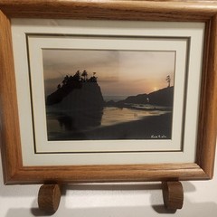 Signed King Wu LaPush, WA Second Beach Sunset Print 5×7 In 9×11 Frame