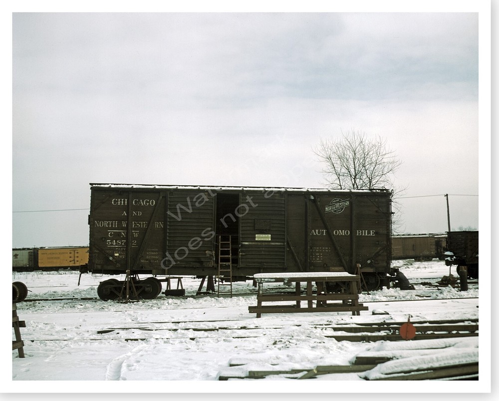 Chicago & North Western C&NW RR Car Jacked Up For Repair 8 x 10 Photo