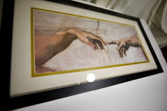 Creation of Adam, Wooden Framed Printed Wall Art ,Glass Protective Cover +2Hooks