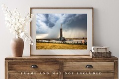Drilling Rig and Storm on Summer Day in Oklahoma Photo Print (Unframed)