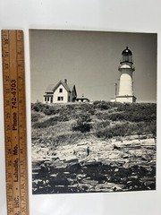 Vintage Large Black & White Photograph Photography Print Lighthouse Sea Nautical