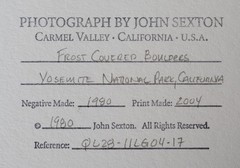 «Frosted Boulder» Original JOHN SEXTON Signed Photograph 11×14/ 16×20 Framed