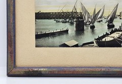 Antique Tinted SILVER GELATIN PHOTOGRAPH, Felucca Boats Kasr El-Nir CAIRO EGYPT