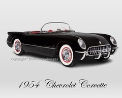 1954 Chevrolet Corvette in Ultra rare Black limited edition 8″X10″ Photo