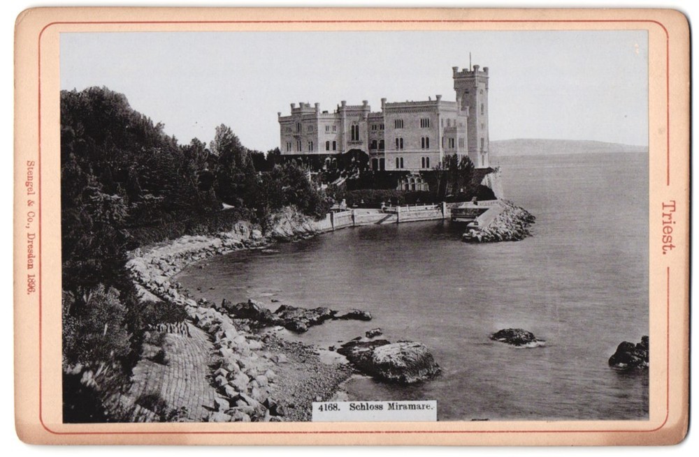 Photograph Stengel & Co., Dresden, view of Trieste, Miramare Castle