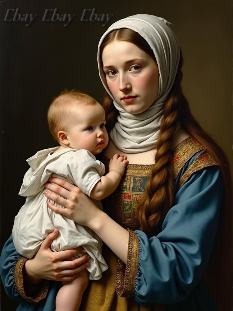 A3 Photo Mother Child Tenderness Artistic Glossy Paper Decor -159