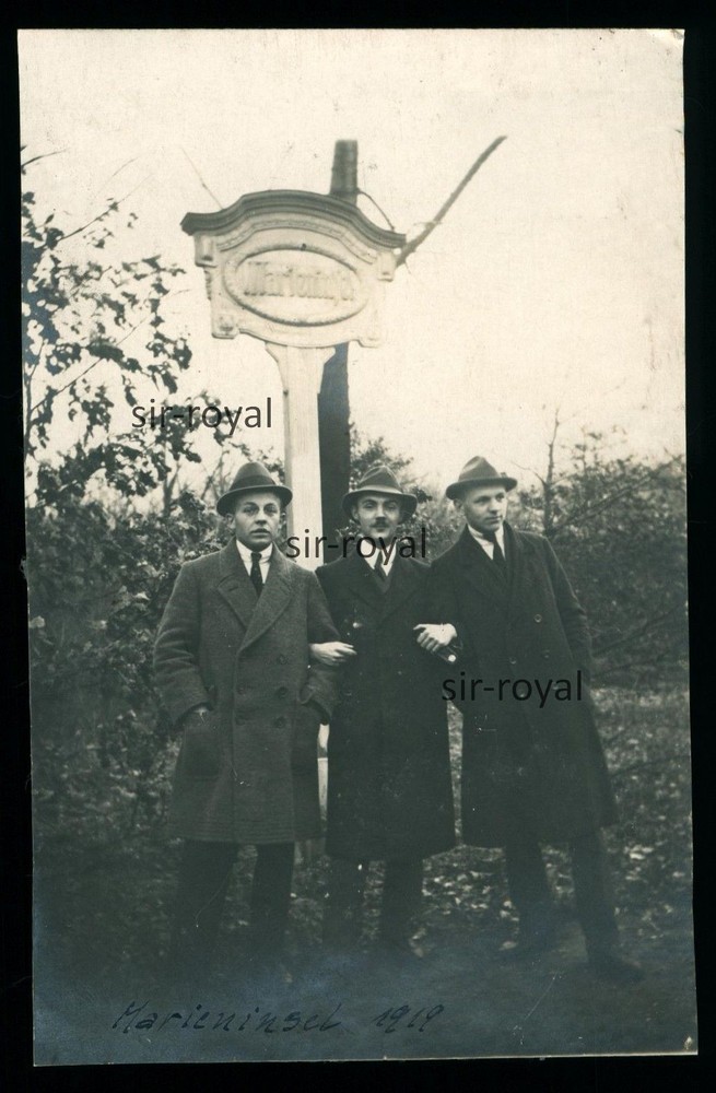 Frankfurt Main 1919 – zwei Herren auf der Marieninsel – 1910er – Foto 8x13cm