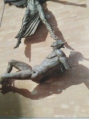 VTG RPPC REAL PHOTO EPSTEIN’S BRONZE STATUE OF ST MICHAEL & THE DEVIL POSTCARD