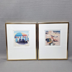 Set of 2 Ann McDowell Signed Titled Photography Art Framed Matted Beach 8×10