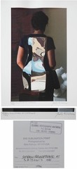 Woman by steel sculpture abstract art photo by Bela Kalman