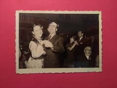 Old photo vintage antique funny man woman dancing in Theresienhof nice old photo