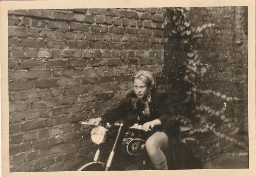 Vintage Photo Young Woman on BMW Motorrad