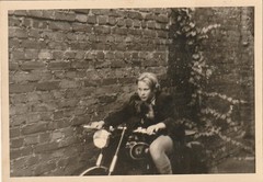 Vintage Photo Young Woman on BMW Motorrad