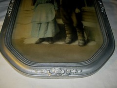 ANTIQUE COUNTRY GRANDMOTHER LADY WOOD CONVEX GLASS PICTURE PHOTO FOLK ART FRAME