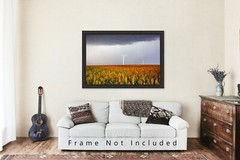 Sorghum Field Photography Print: Kansas, Farm, Wind Turbines, Picture, Photo