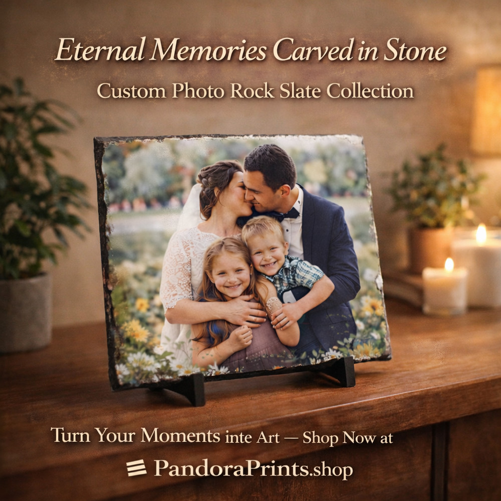Personalized Slate Photo Plaque Custom Picture Stone w/ Stand Gift