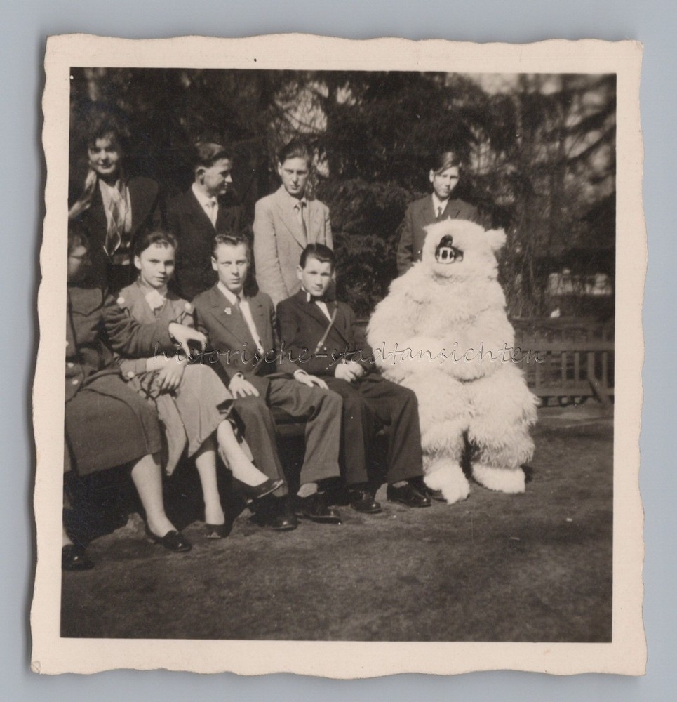 Young Women and Men with Polar Bear – Vintage Photo 1950s