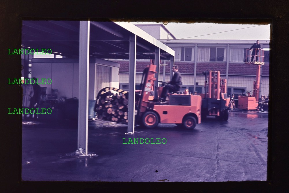 Dia Leipzig 1961 Trade Fair Forklift Red Wooden Load Demonstration Scene