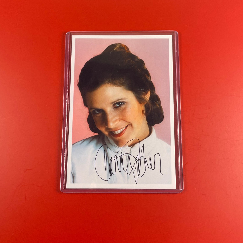 Carrie Fisher (4×6 inch) Collectible Photograph Signed RP Toploader USA Seller