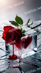 Digital Art Picture Image Photo Wallpaper Background Desktop AI – Rose in Ice
