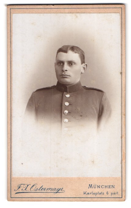 Photograph F. X. Ostermayer, Munich, Karlsplatz 6, young soldier in uniform