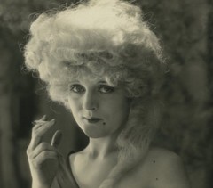 Woman w/Face Inked Tattoo Smoking Cigarette 1924 Stunning Portrait Sexy Glance