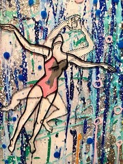 ABSTRACT MIXED MEDIA PAINTING LAYERED ACRYLIC/LUCITE DOUBLE SIDED GRAHAM CALAM