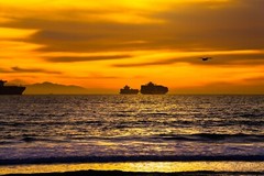 Sunset and Container Ships photography print nature wall decor