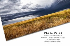 Dramatic Stormy Sky over Prairie Grass in Oklahoma Photo Print (Unframed)