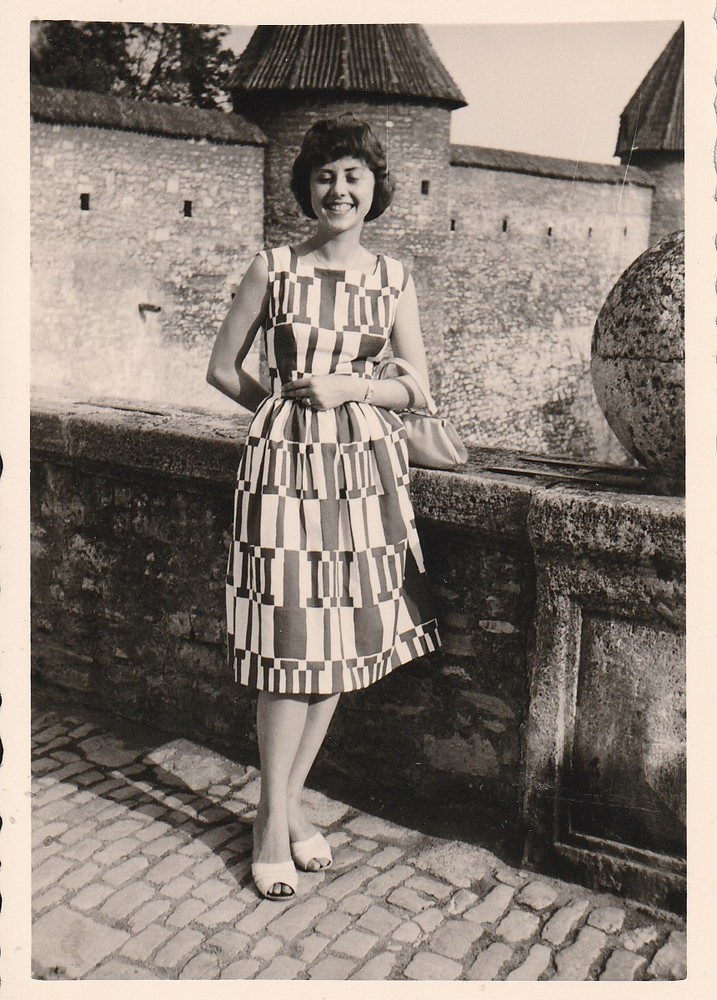 Vintage Photo Beautiful Woman in Summer Dress Snapshot 1950s