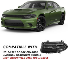 Halogen Headlight Assembly Replacement for 2015-2023 Dodge Charger | W/Led DRL L