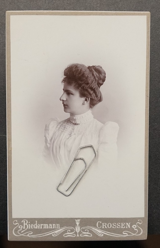 Photo CDV KAB portrait businesswoman Eisermann Crossen or Poland profile blouse