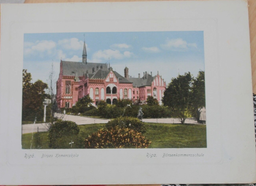 Foto Bild Riga Lettland Börsenschule Börsenkommerz schule 19,5×14,2cm vintage F1