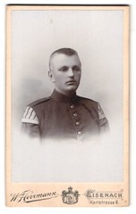 Photograph W. Herrmann, Eisenach, Karlstr. 6, Portrait Soldier in Musician Unifor
