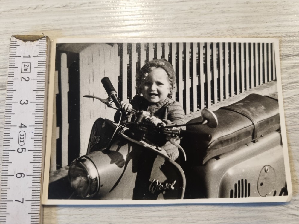 Photo Little Boy on Weasel IWL SR 56 Scooter GDR (1)