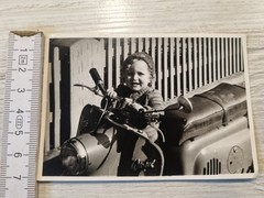 Photo Little Boy on Weasel IWL SR 56 Scooter GDR (1)