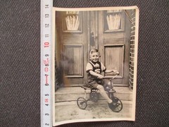 Heritage Private Photo circa 1935! happy boy child with the cool iconic tricycle