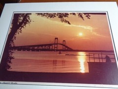 John T. Hopf Signed Photograph of Newport Bridge Matted 26″ x 20″