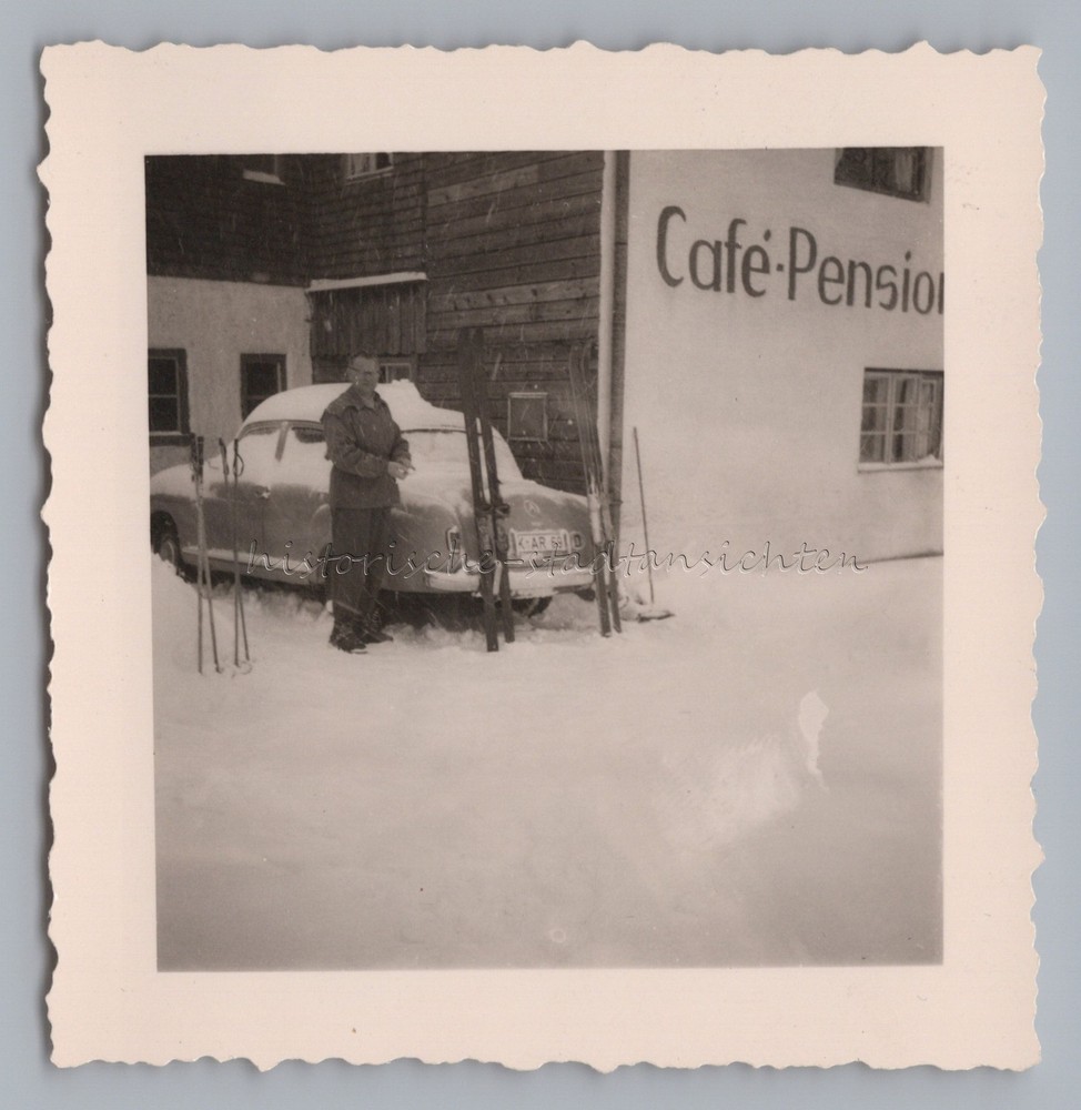 Bayrischzell – Car Mercedes-Benz Ski Cafe Pension Winter Snow – Photo 1950s