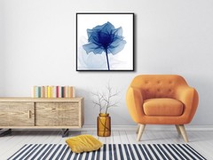 Pyradecor Large Black Framed Wall Art Blue Flickering Flower Canvas Prints Gr…