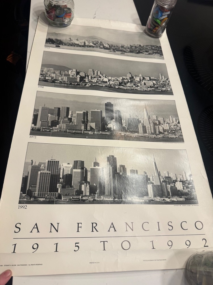 1915 To 1992 Photolithography Of San Francisco Framed